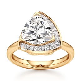 J'Lure Trillion Curved Brilliant-Cut Lab-Created Diamond Half-Halo Engagement Ring 3-1/8 ct tw 18K Yellow Gold