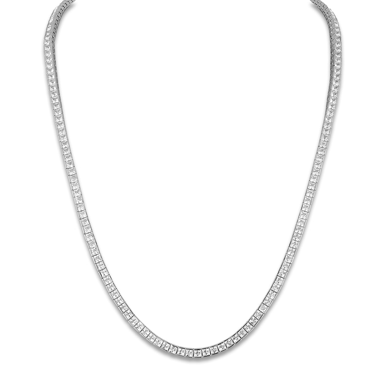 Main Image 1 of 1933 by Esquire Men's Square-Cut Natural White Topaz Necklace Sterling Silver 22&quot;