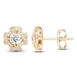 Unspoken Diamond Halo Stud Earrings 1/2 ct tw 14K Yellow Gold