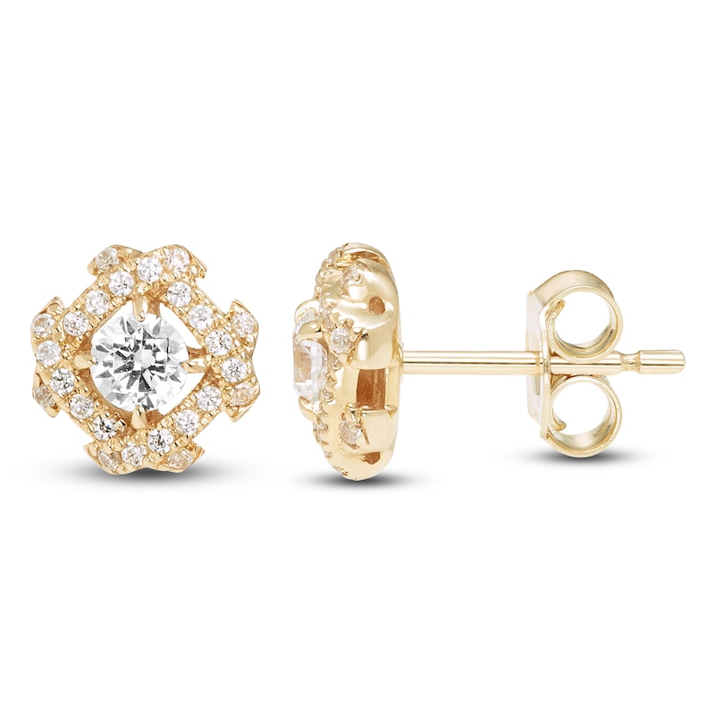 Main Image 1 of Unspoken Diamond Halo Stud Earrings 1/2 ct tw 14K Yellow Gold