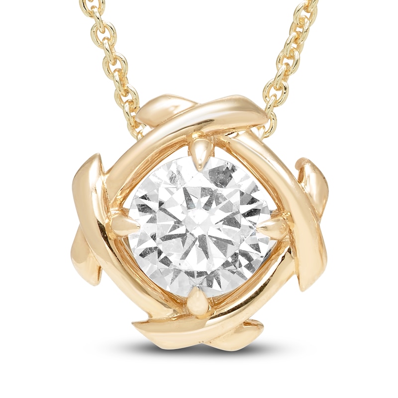 Main Image 1 of Unspoken Diamond Solitaire Necklace 2 ct tw 14K Yellow Gold 18&quot; (I1/I)