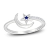 Thumbnail Image 1 of Blue & White Lab-Created Sapphire Moon & Star Ring Sterling Silver