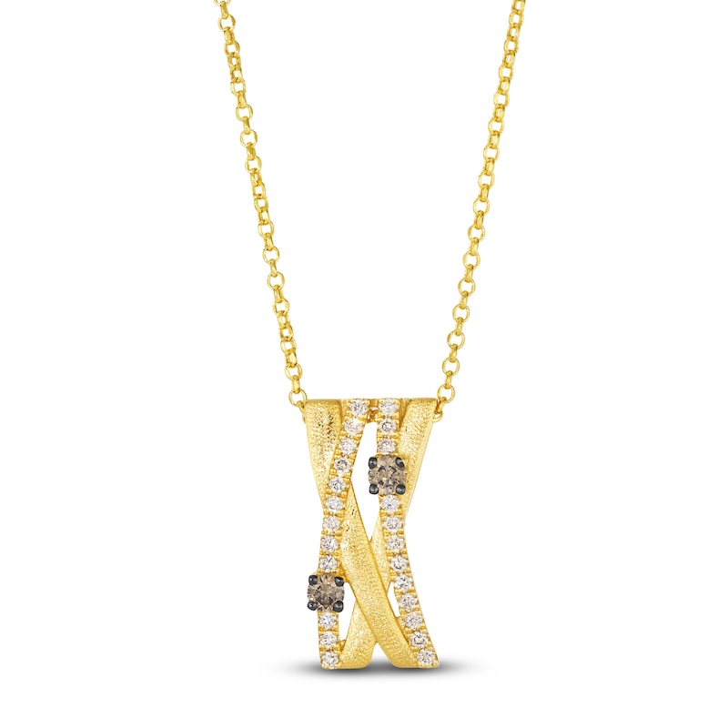 Main Image 1 of Le Vian Diamond Multi-Row Crisscross Necklace 1/2 ct tw 14K Honey Gold 19&quot;