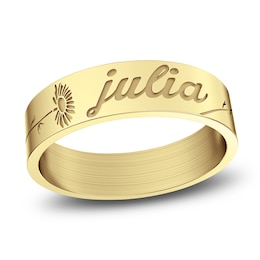 Birth Flower & Name Ring 24K Yellow Gold-Plated Sterling Silver