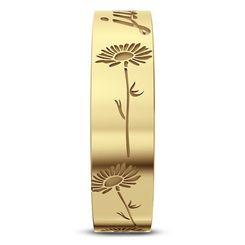 Main Image 2 of Birth Flower & Name Ring 24K Yellow Gold-Plated Sterling Silver