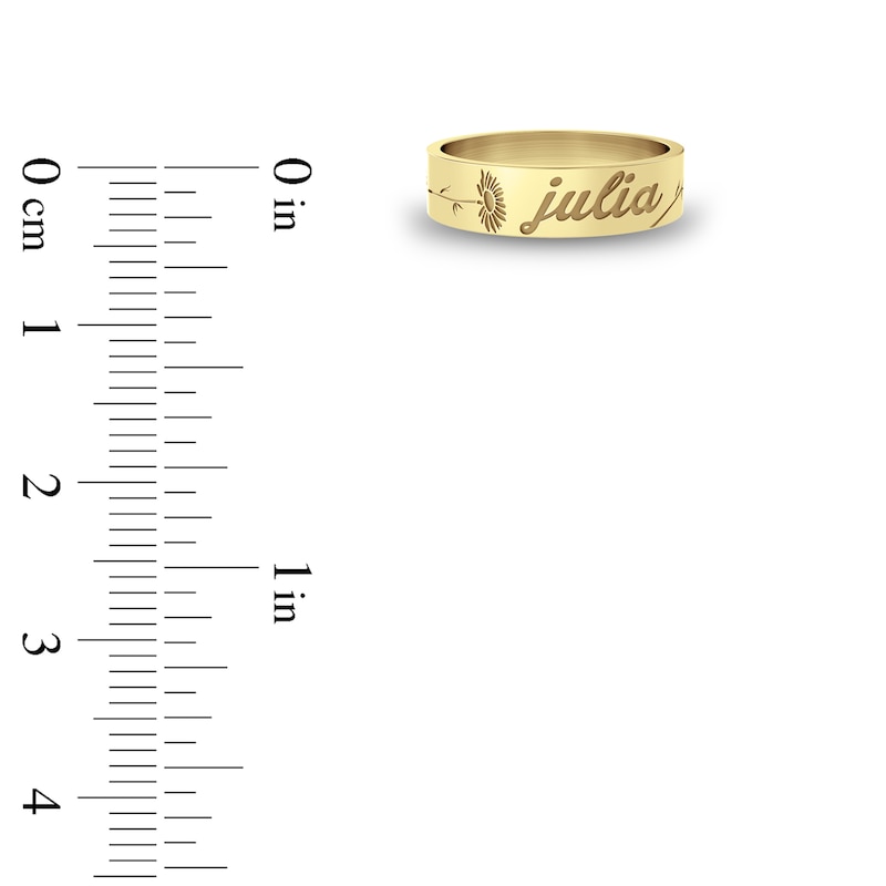 Main Image 6 of Birth Flower & Name Ring 24K Yellow Gold-Plated Sterling Silver