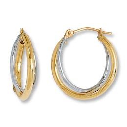 Criss-Cross Hoop Earrings 14K Two-Tone Gold