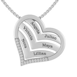 1/20 Ct. tw Diamond Family & Mother's Heart Necklace