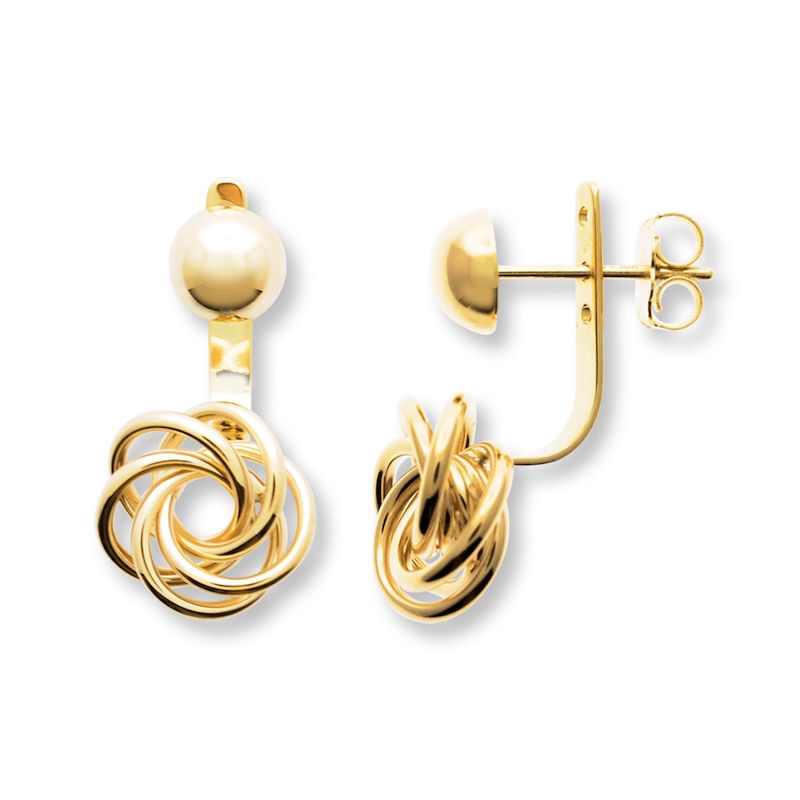 Love Knot Front-Back Earrings 10K Yellow Gold