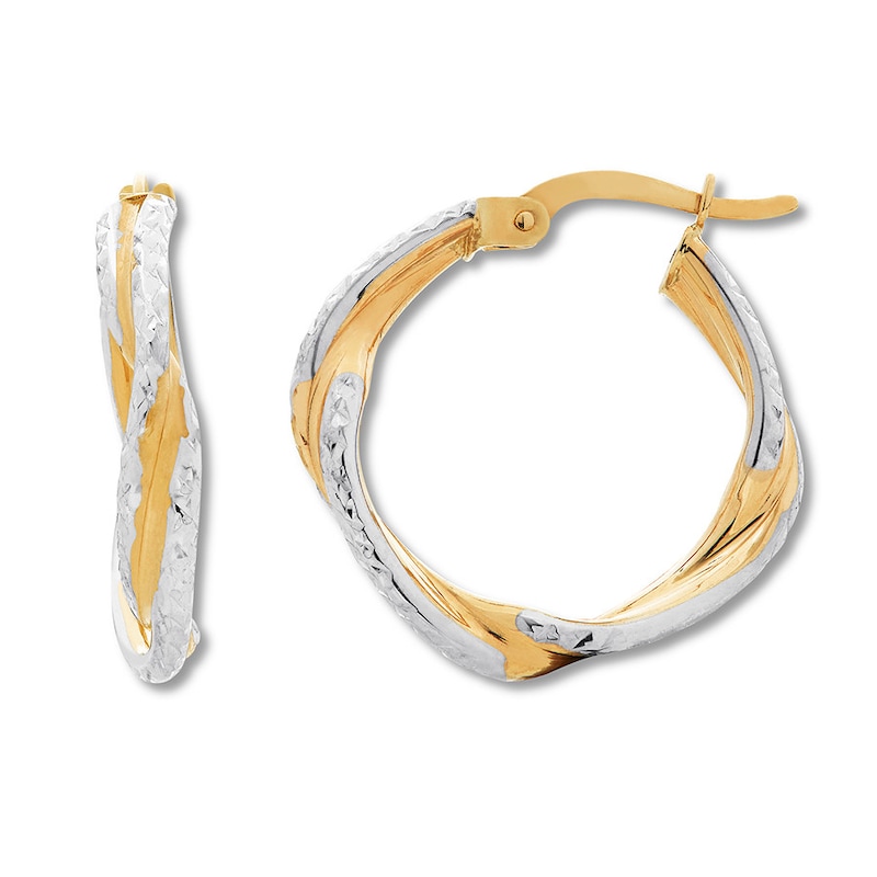 Twist Hoop Earrings 10K Two-Tone Gold