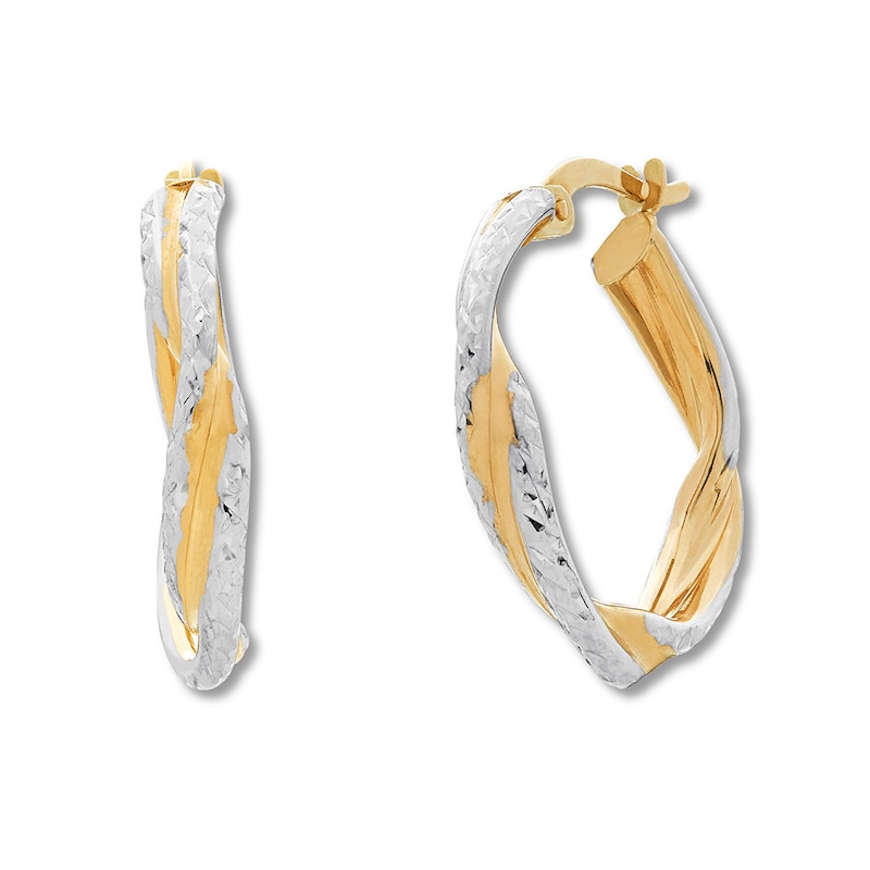 Twist Hoop Earrings 10K Two-Tone Gold | Jared