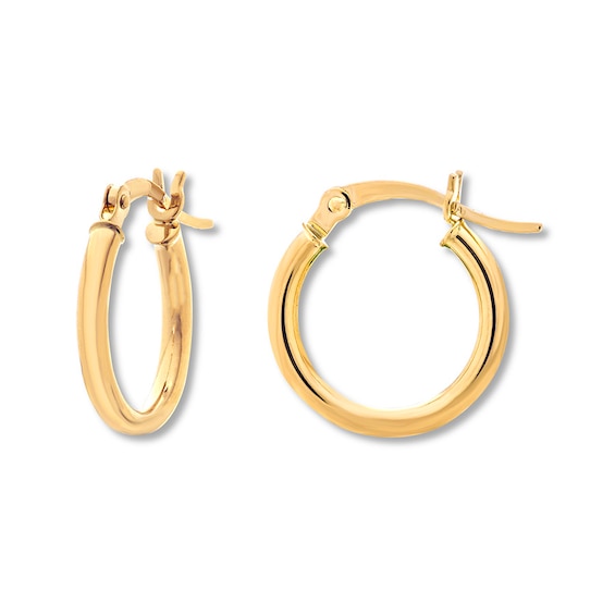 Round Hoop Earrings 14k Yellow Gold Hoop Earrings Earrings