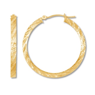 Textured Hoop Earrings 10K Yellow Gold | Jared