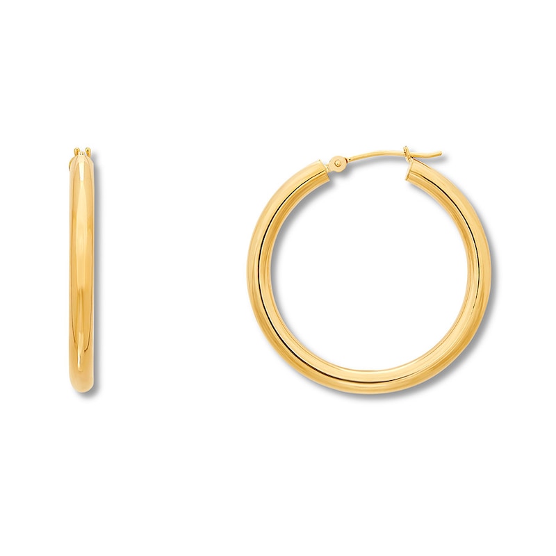 Round Hoop Earrings 10K Yellow Gold