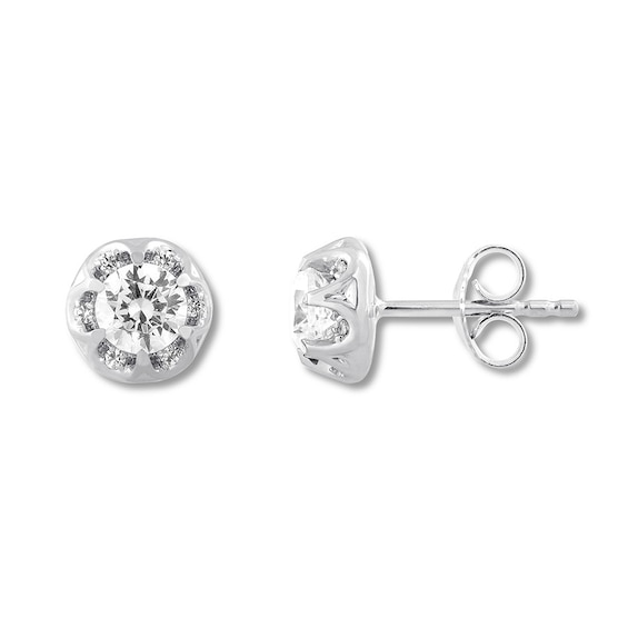 Diamond Stud Earrings 5 8 Carat Tw Round 14k White Gold Diamond