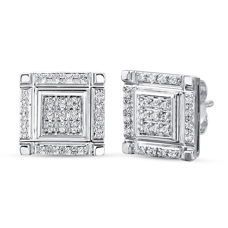 Main Image 1 of Men's Stud Earrings 1/5 ct tw Diamonds 10K White Gold