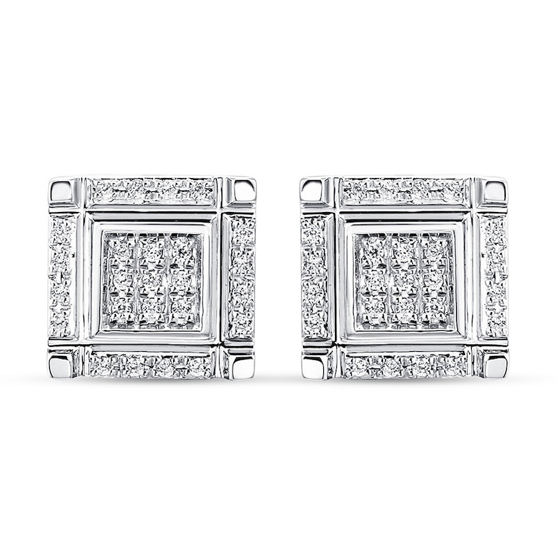 Main Image 3 of Men's Stud Earrings 1/5 ct tw Diamonds 10K White Gold