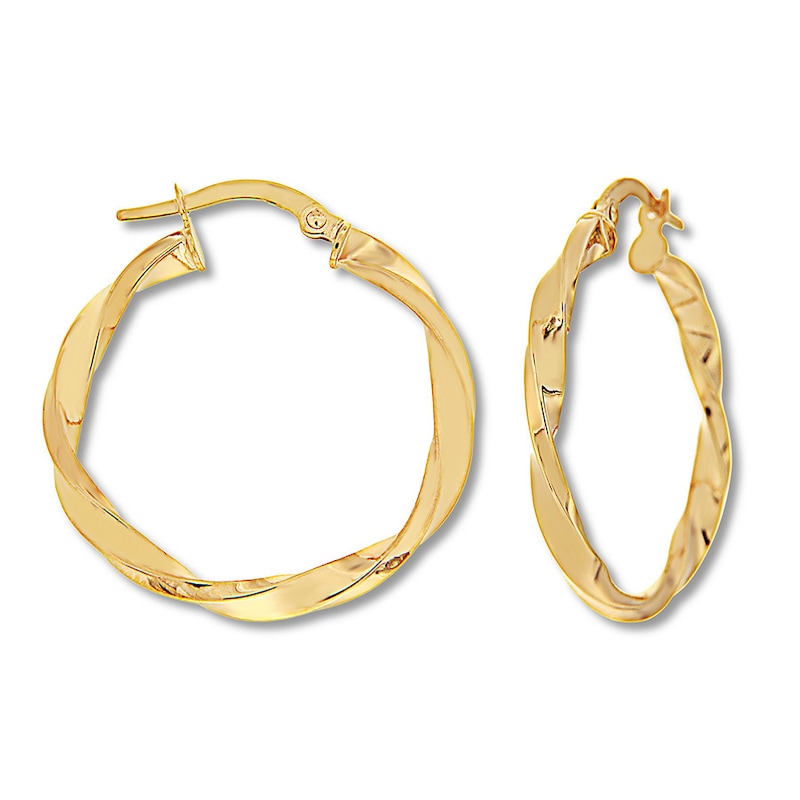 Main Image 1 of Twist Hoop Earrings 10K Yellow Gold