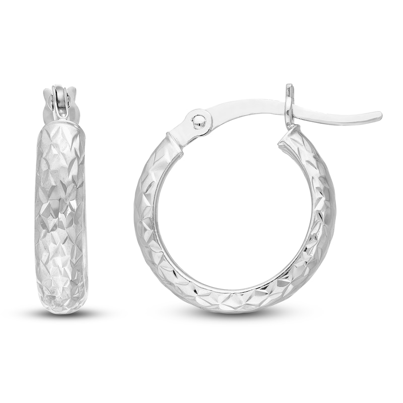 Hoop Earrings 14K White Gold 15mm