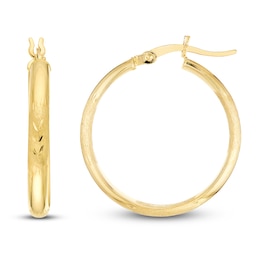 Etched Hoop Earrings 14K Yellow Gold 25mm