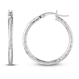 Hoop Earrings 14K White Gold 25mm