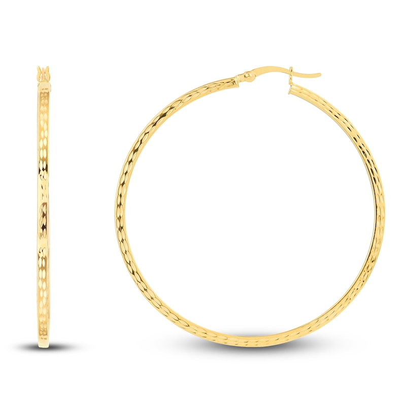 50mm Tube Hoop Earrings 14K Yellow Gold