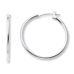 Hoop Earrings 14K White Gold 25mm