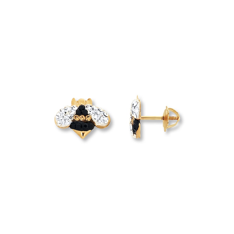 Main Image 1 of Children's Crystal Bee Earrings 14K Yellow Gold