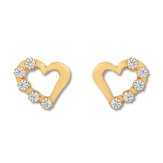 Children's Heart Earrings Cubic Zirconia 14K Yellow Gold | Jared