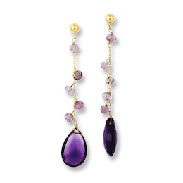 Amethyst Earrings 14K Yellow Gold