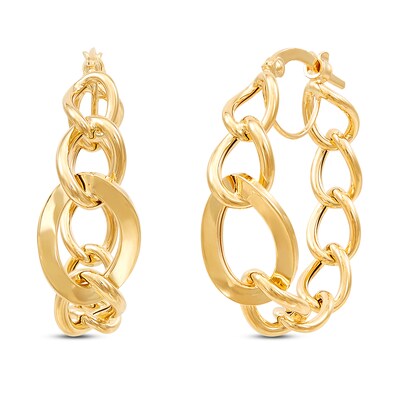 Graduated Oval Link Hoop Earrings 10K Yellow Gold | Hoop Earrings ...