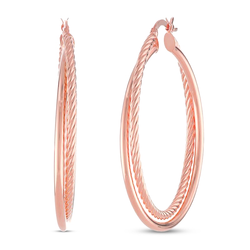 Double Oval Hoop Earrings 10K Rose Gold