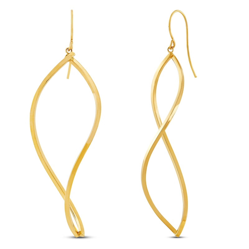 Square Open Twist Drop Earrings 10K Yellow Gold