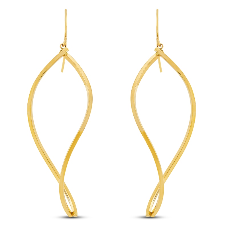 Square Open Twist Drop Earrings 10K Yellow Gold