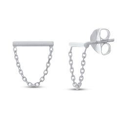 Bar Chain Earrings 14K White Gold