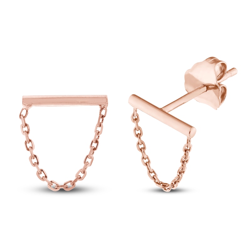 Main Image 2 of Bar Chain Earrings 14K Rose Gold