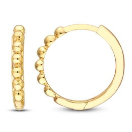 Beaded Huggie Earrings 14K Yellow Gold