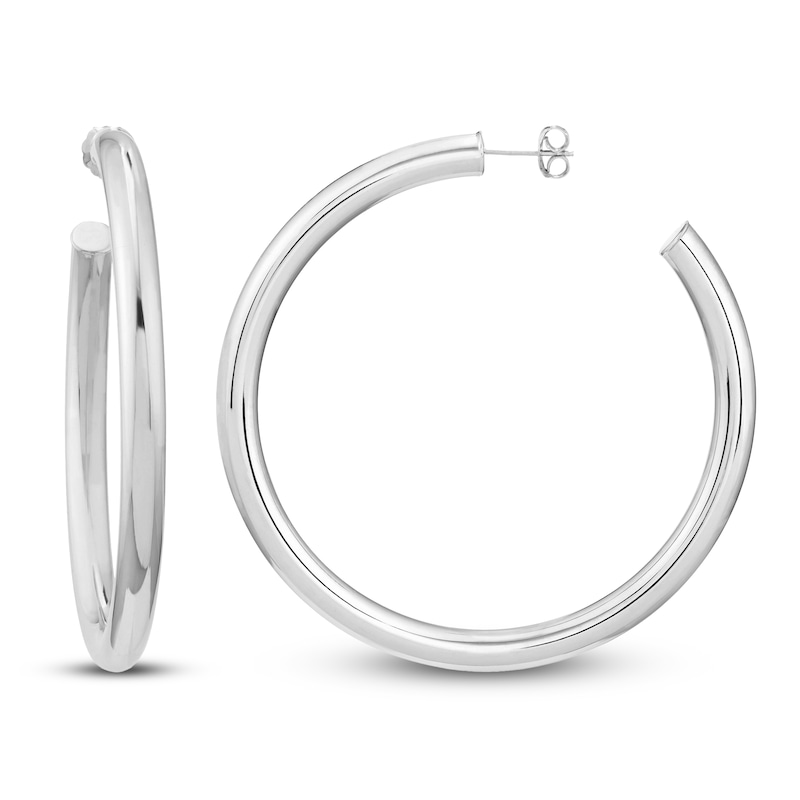 Open Hoop Earrings 14K White Gold