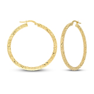 Patterned Hoop Earrings 14K Yellow Gold | Jared