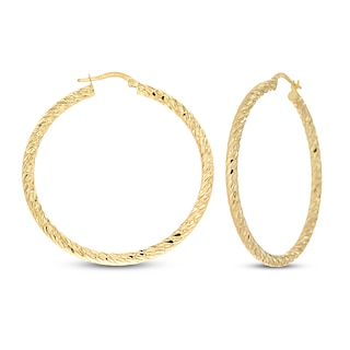 Patterned Hoop Earrings 14K Yellow Gold | Jared