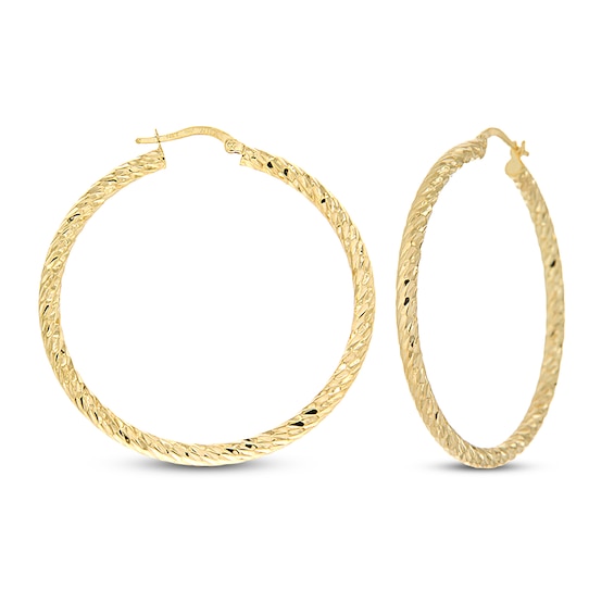 Patterned Hoop Earrings 14K Yellow Gold | Jared