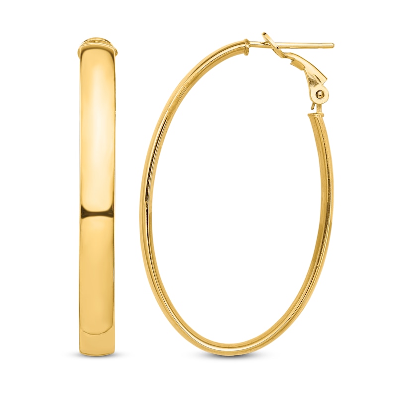 Oval Hoop Earrings 14K Yellow Gold