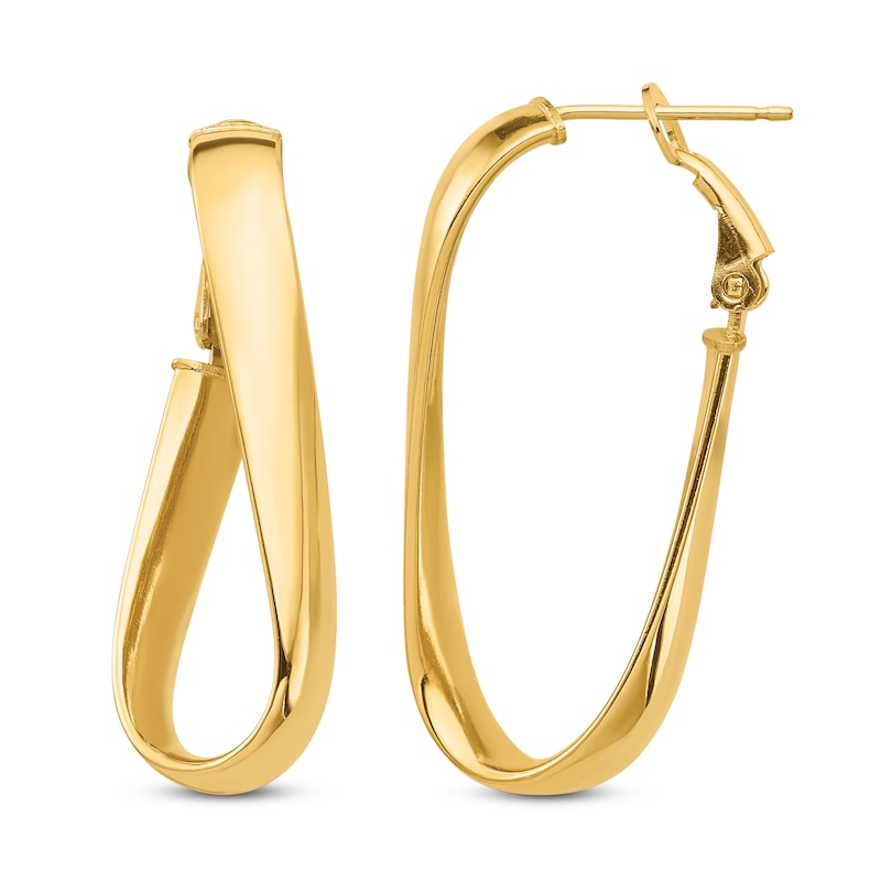 Main Image 1 of Twisted Oval Hoop Earrings 14K Yellow Gold 35mm