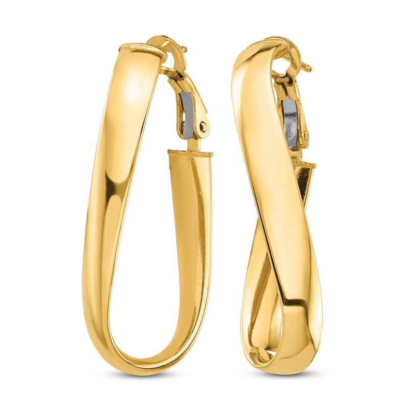 Main Image 2 of Twisted Oval Hoop Earrings 14K Yellow Gold 35mm