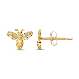 Bumble Bee Stud Earrings 14K Yellow Gold