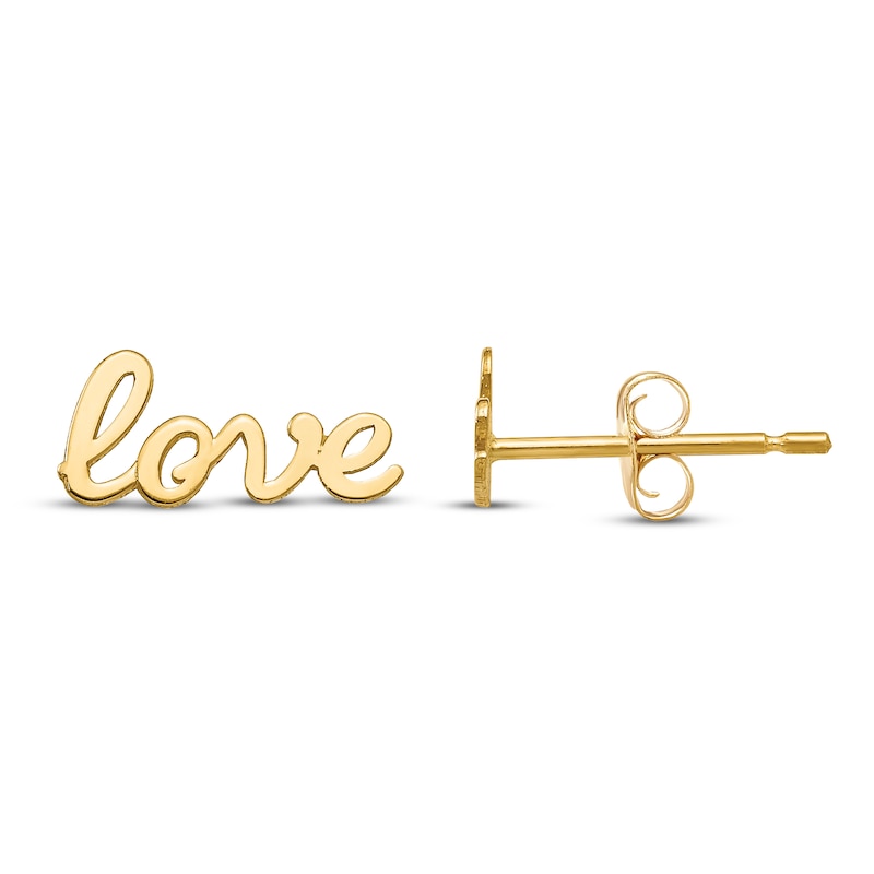 Love Stud Earrings 14K Yellow Gold