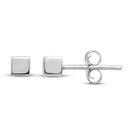 Square Stud Earrings 14K White Gold