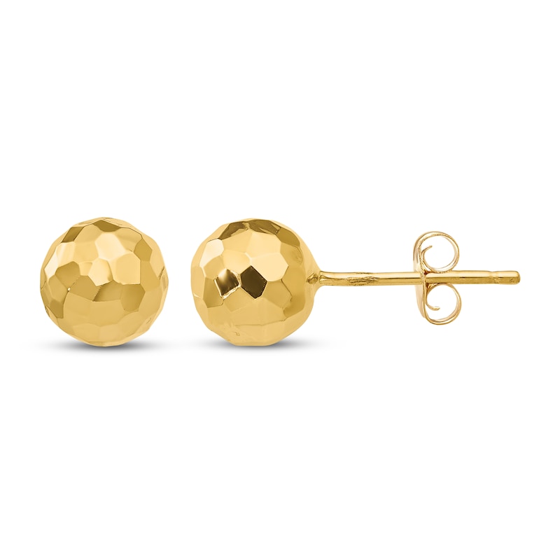 Main Image 1 of Diamond-Cut Ball Stud Earrings 14K Yellow Gold