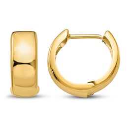 Hinged Huggie Hoop Earrings 14K Yellow Gold