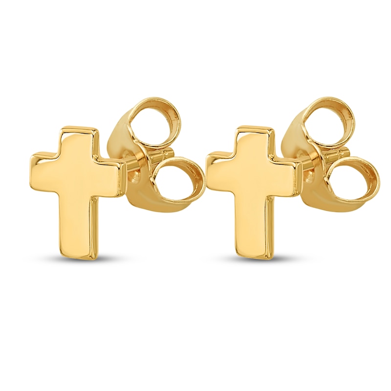 Main Image 2 of Cross Stud Earrings 14K Yellow Gold